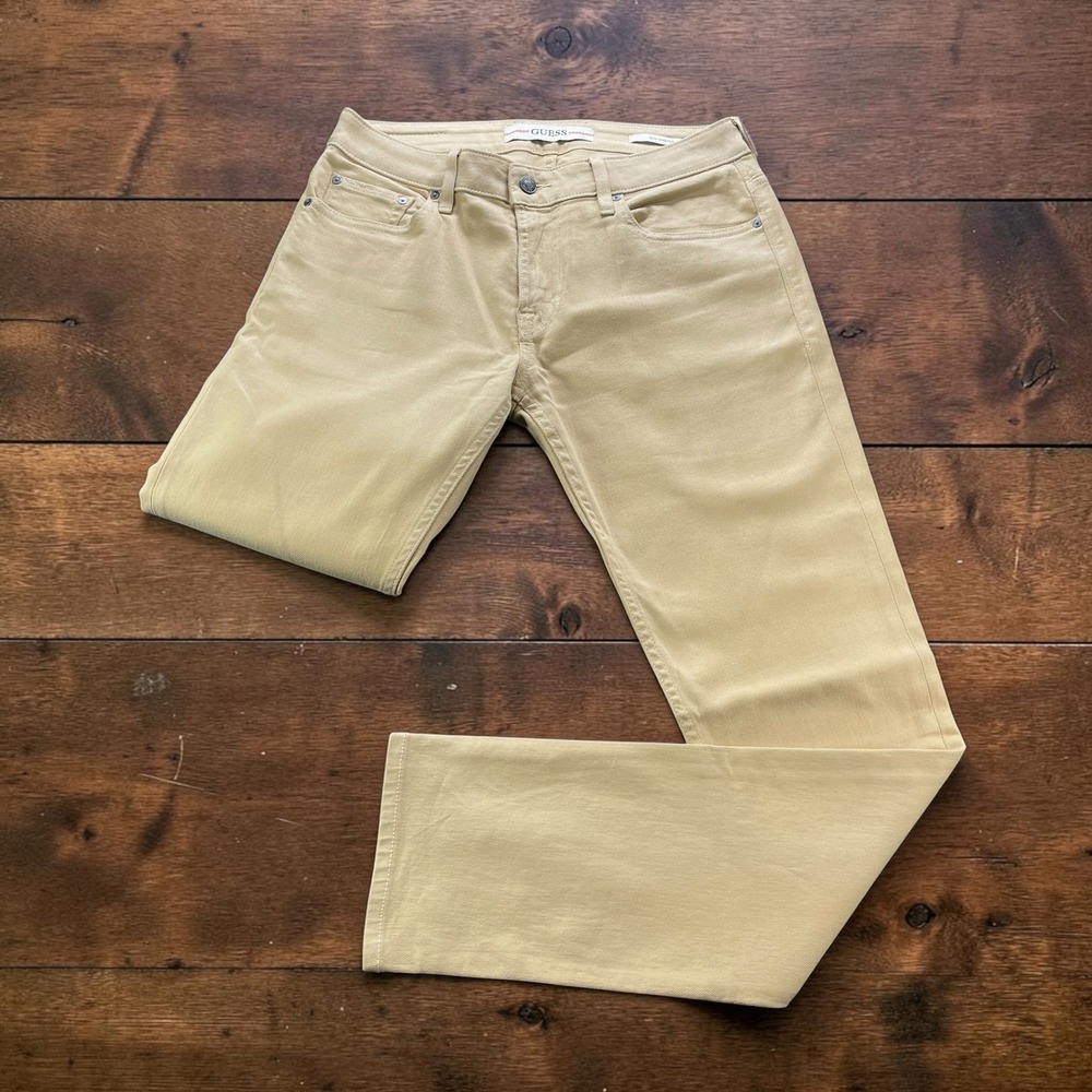 GUESS Slim Tapered Jeans Khaki Tan Mens 31x32 Stretch Cotton
